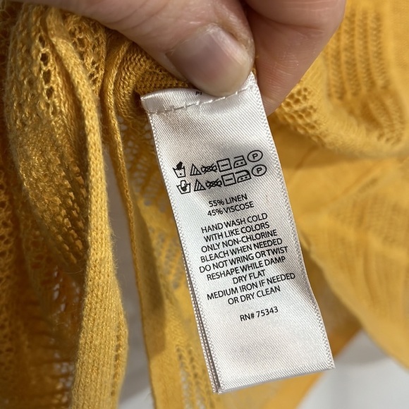 Rachel Zoe Yellow Linen Slouchy‎ Coastal Grandma Lagenlook Tunic Sweater Medium - Picture 7 of 9